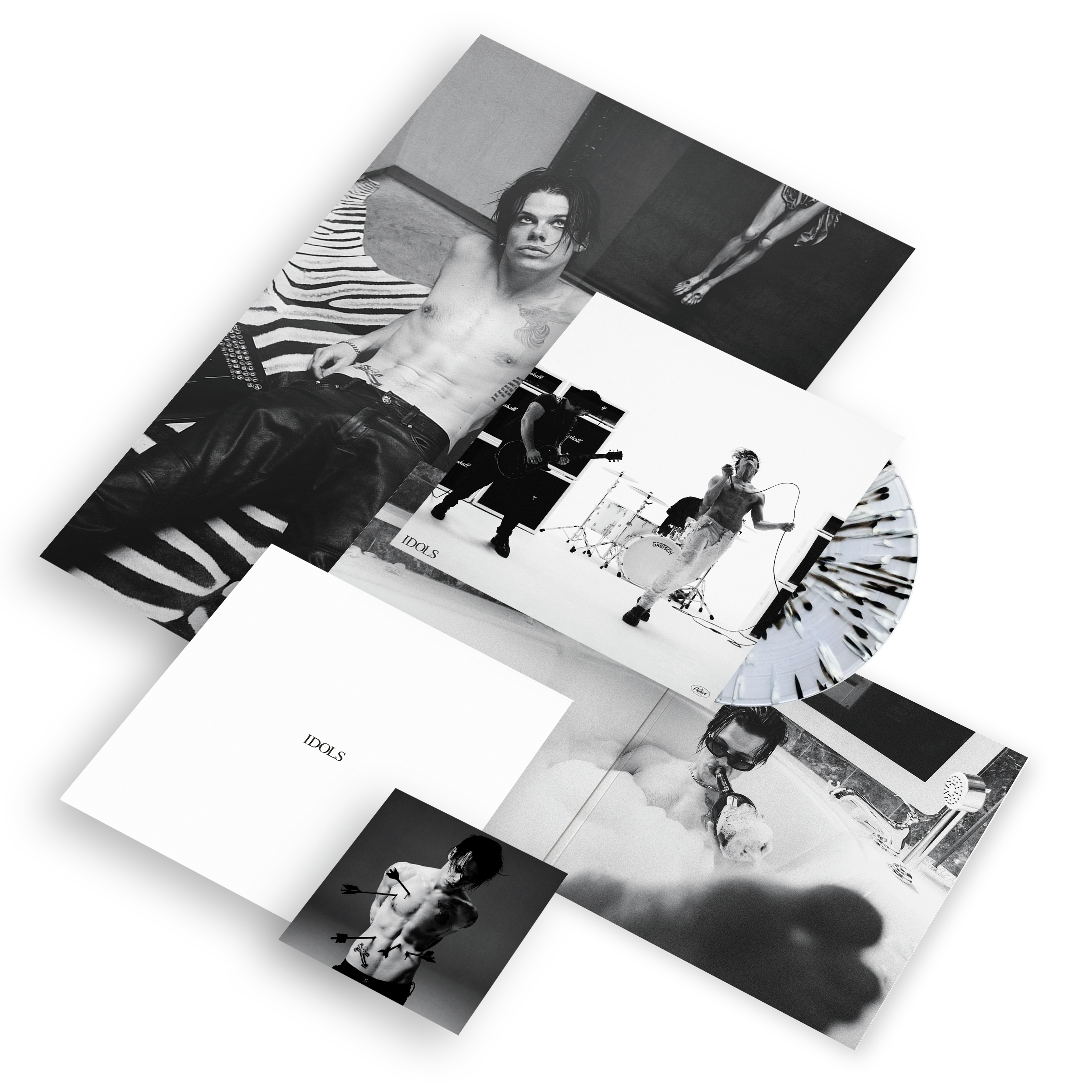 flg4 1st album Black＆White サイン入り Idols “Shattered State” Splatter Deluxe Vinyl + Signed Art